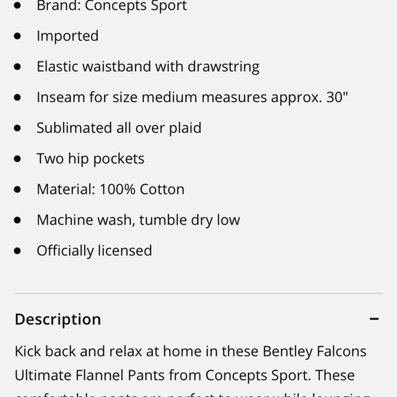 Bentley University Plaid Pajama Pants men’s small blue euc falcons college PJ’s - Picture 7 of 8